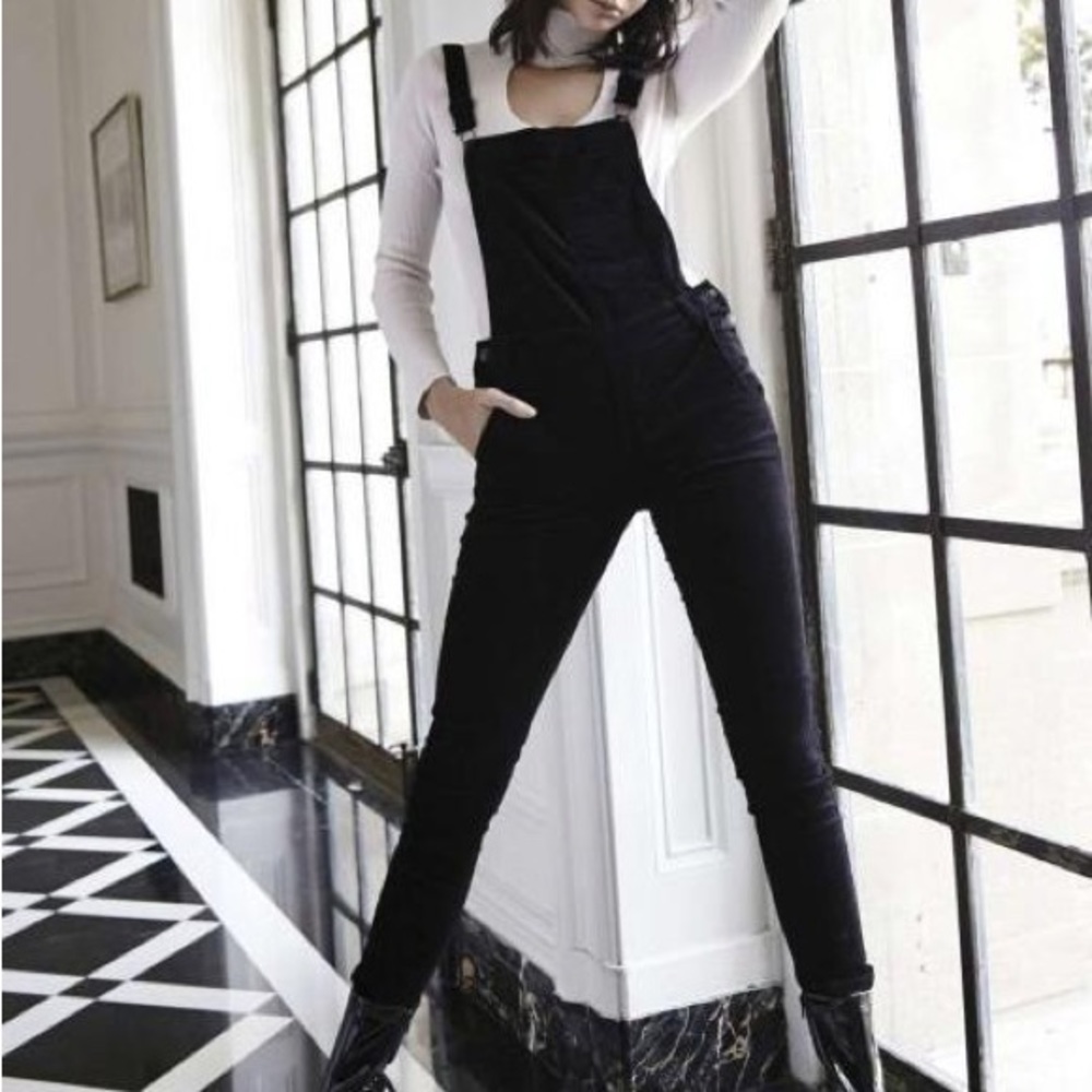 Kendall & Kylie Black Velvet Overalls